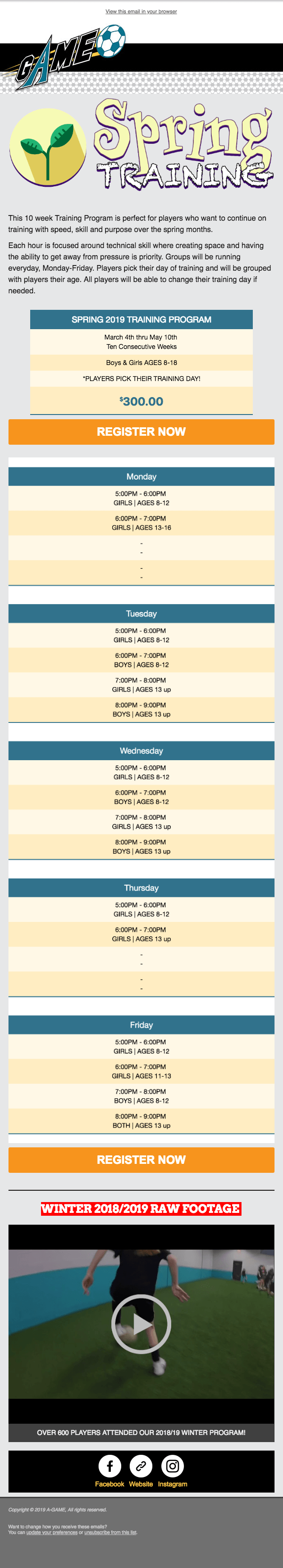 A-Game Soccer Agame Email Spring