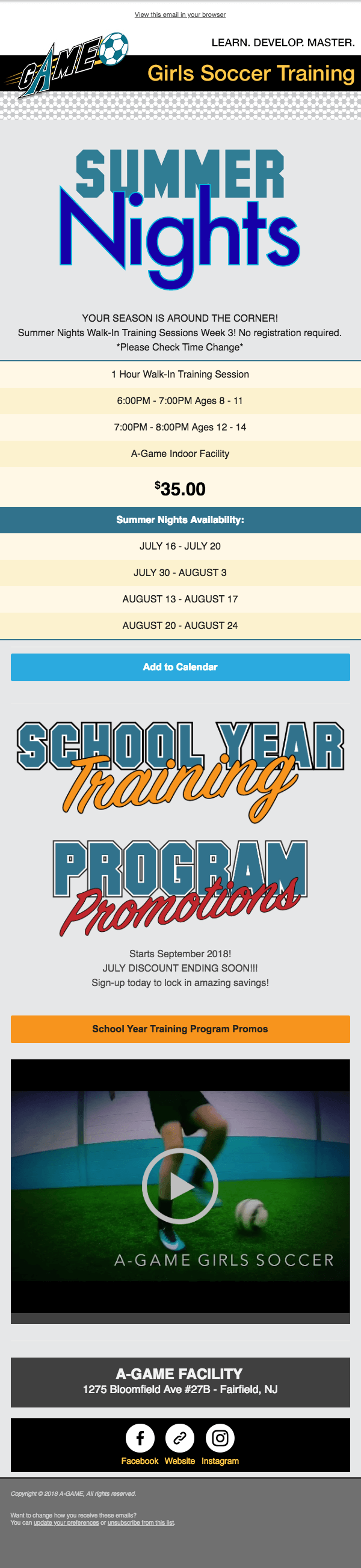 A-Game Soccer Agame Email Summer