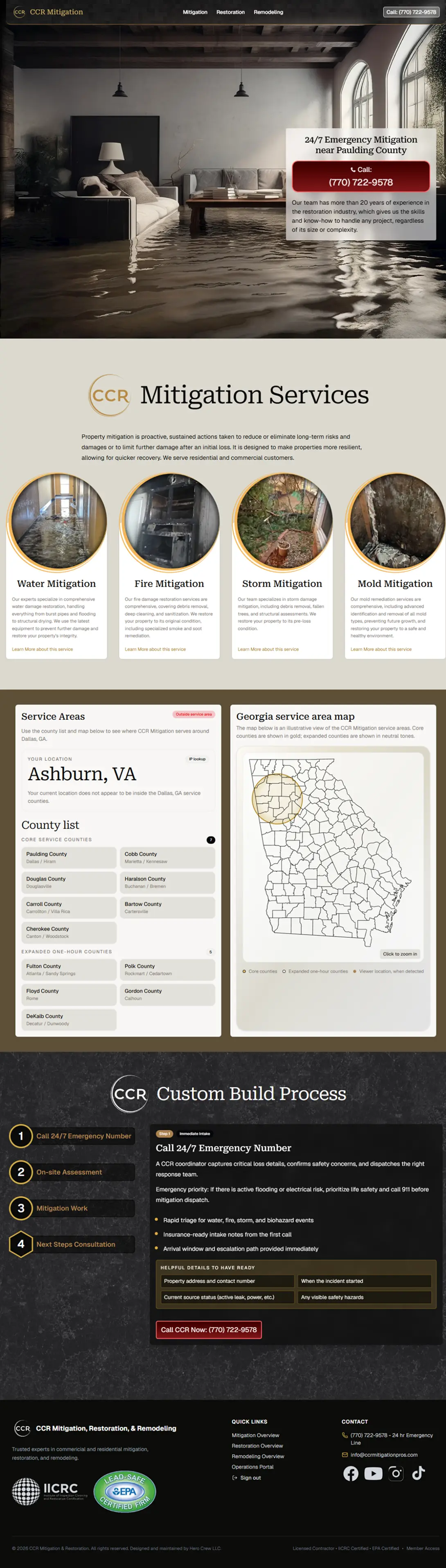 CCRMitigation construction business website showcase